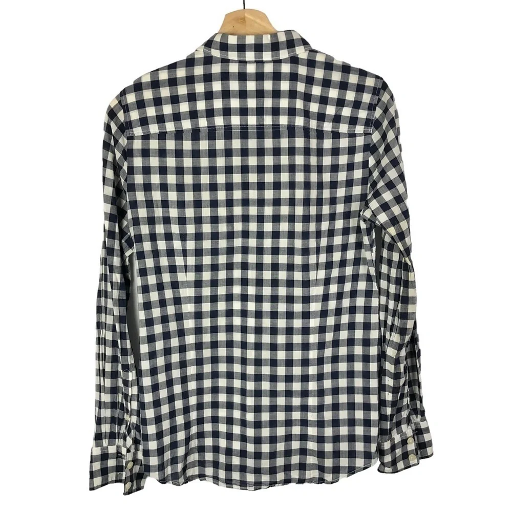 J. Crew Blue & White Gingham Plaid Perfect Long Sleeve Button Down‎ S